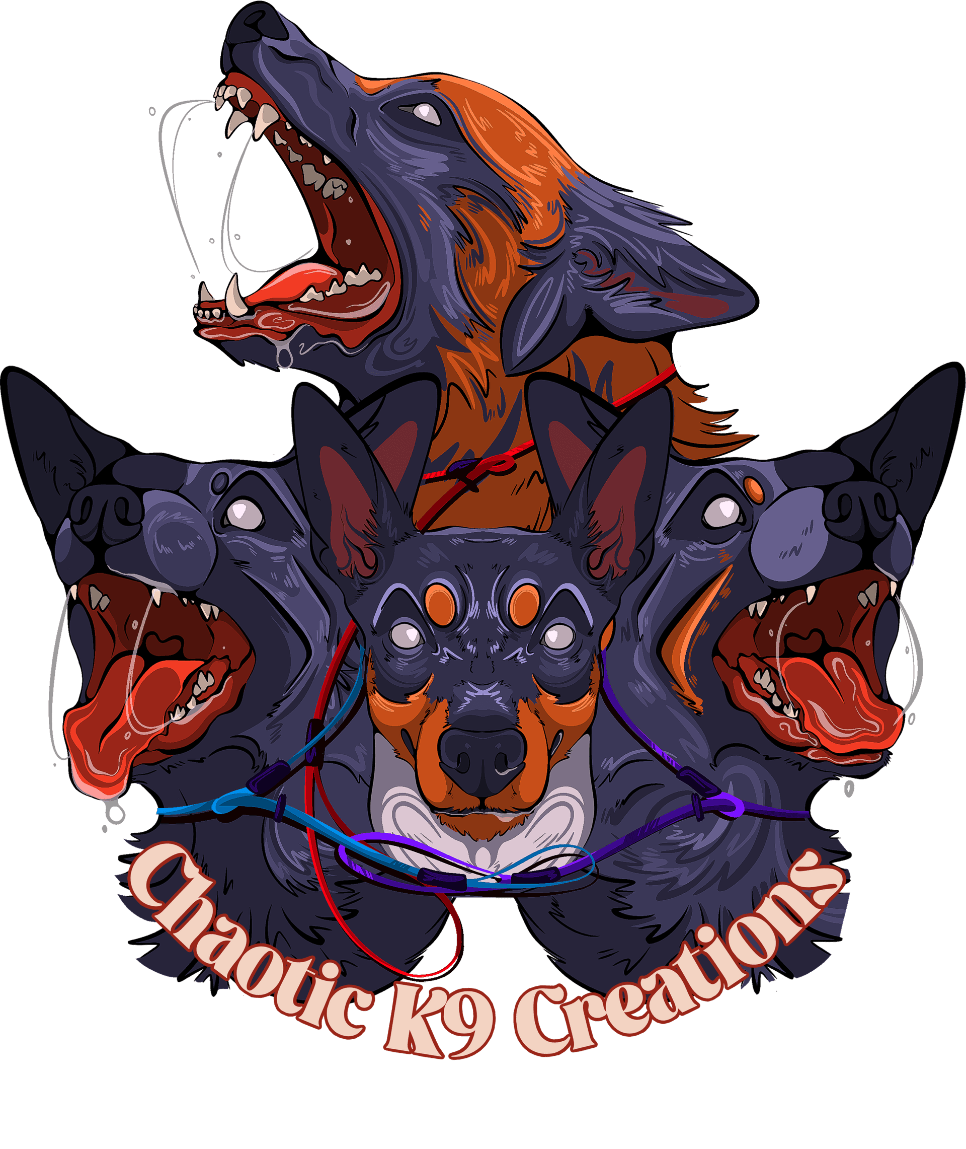 Chaotic K9 Creations three-headed dog mark